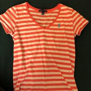 Ralph Lauren pink and white striped top